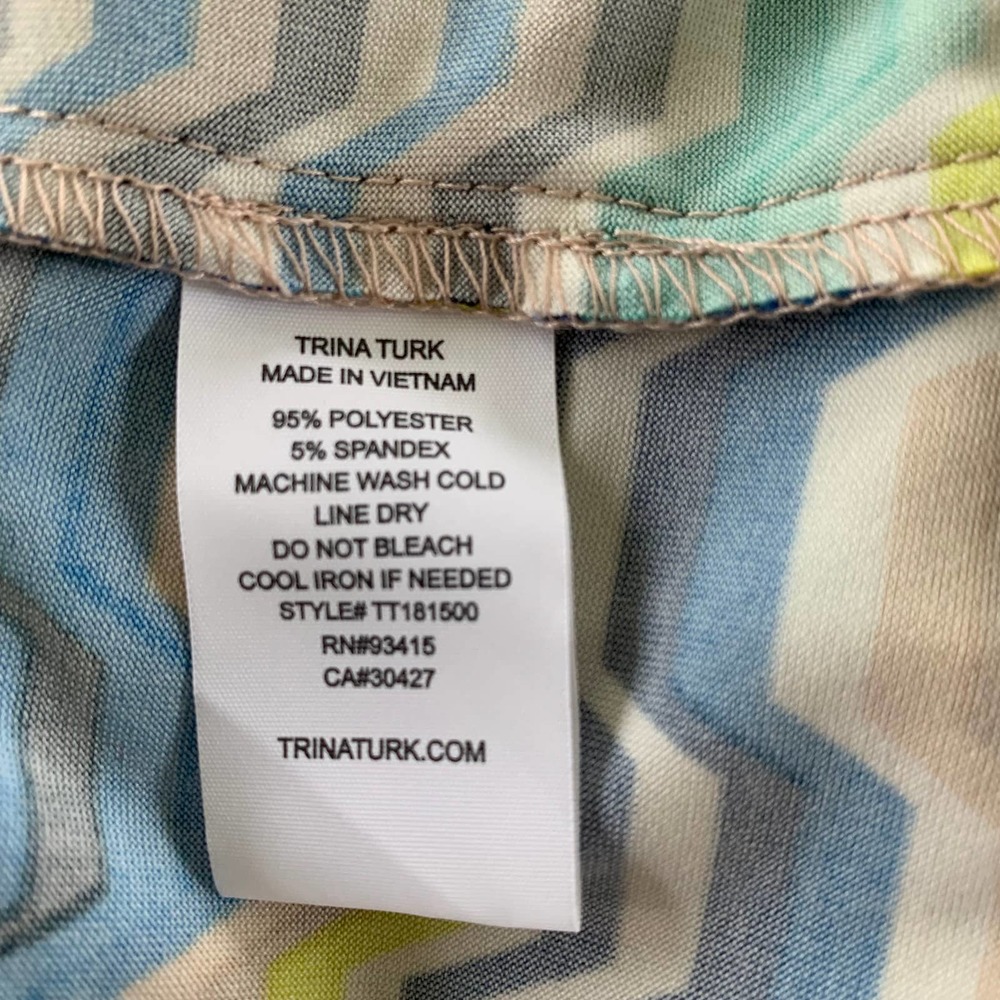 Trina Turk Cold Shoulder Butterfly Sleeve Multi Color Geometric Stripe Dress S - Picture 5 of 5
